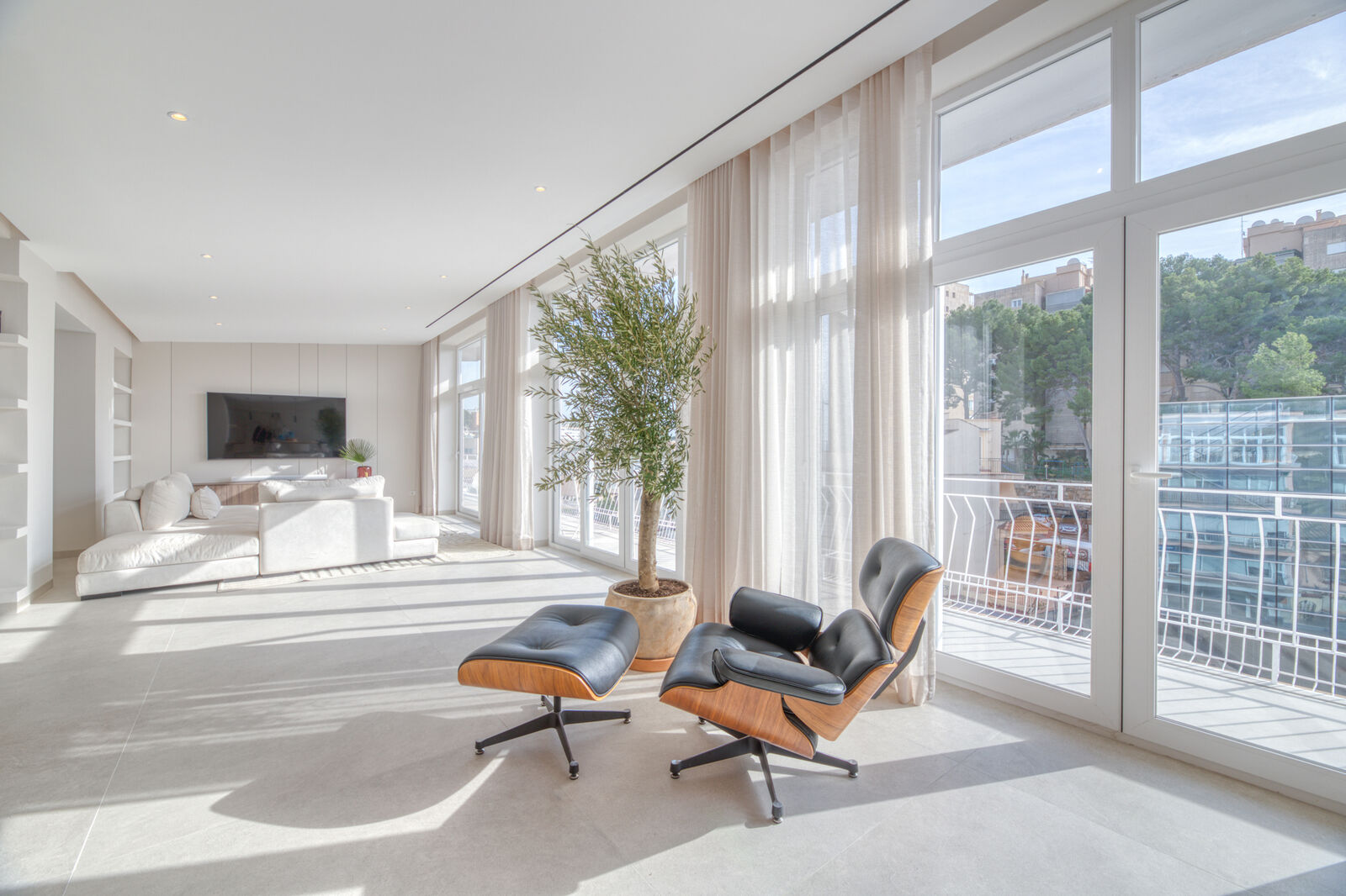 Living room with floor-to-ceiling windows
